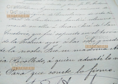 Acta de bautismo de un niño expósito en la parroquia de Nuestra Señora de Consolación de Santander. 1873.